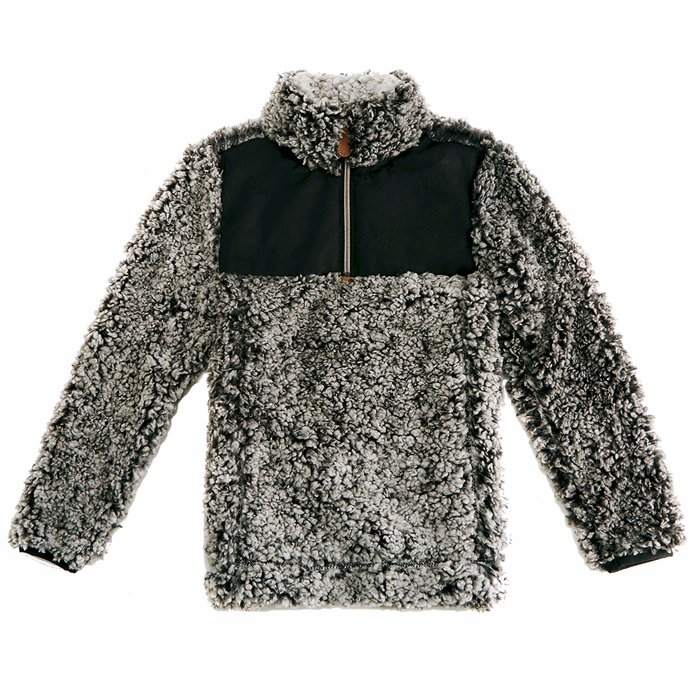 The Coral Palms® Frosted Quarter-Zip Sherpa Pullover - BLACK - CLOSEOUT