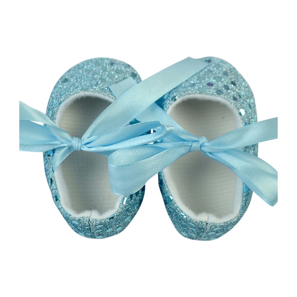 Sequin Baby Crib Shoes - LIGHT BLUE - CLOSEOUT