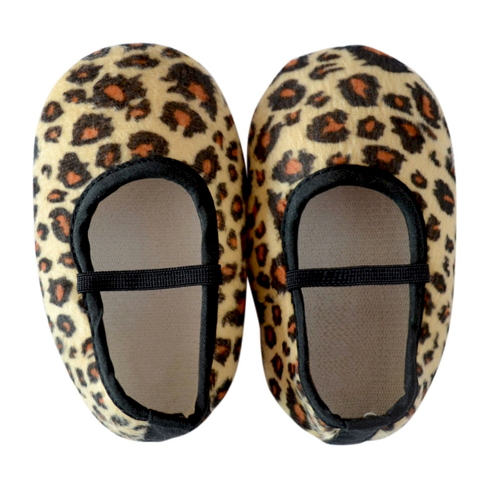 Leopard Print Baby Crib Shoes - BLACK STRAP - CLOSEOUT