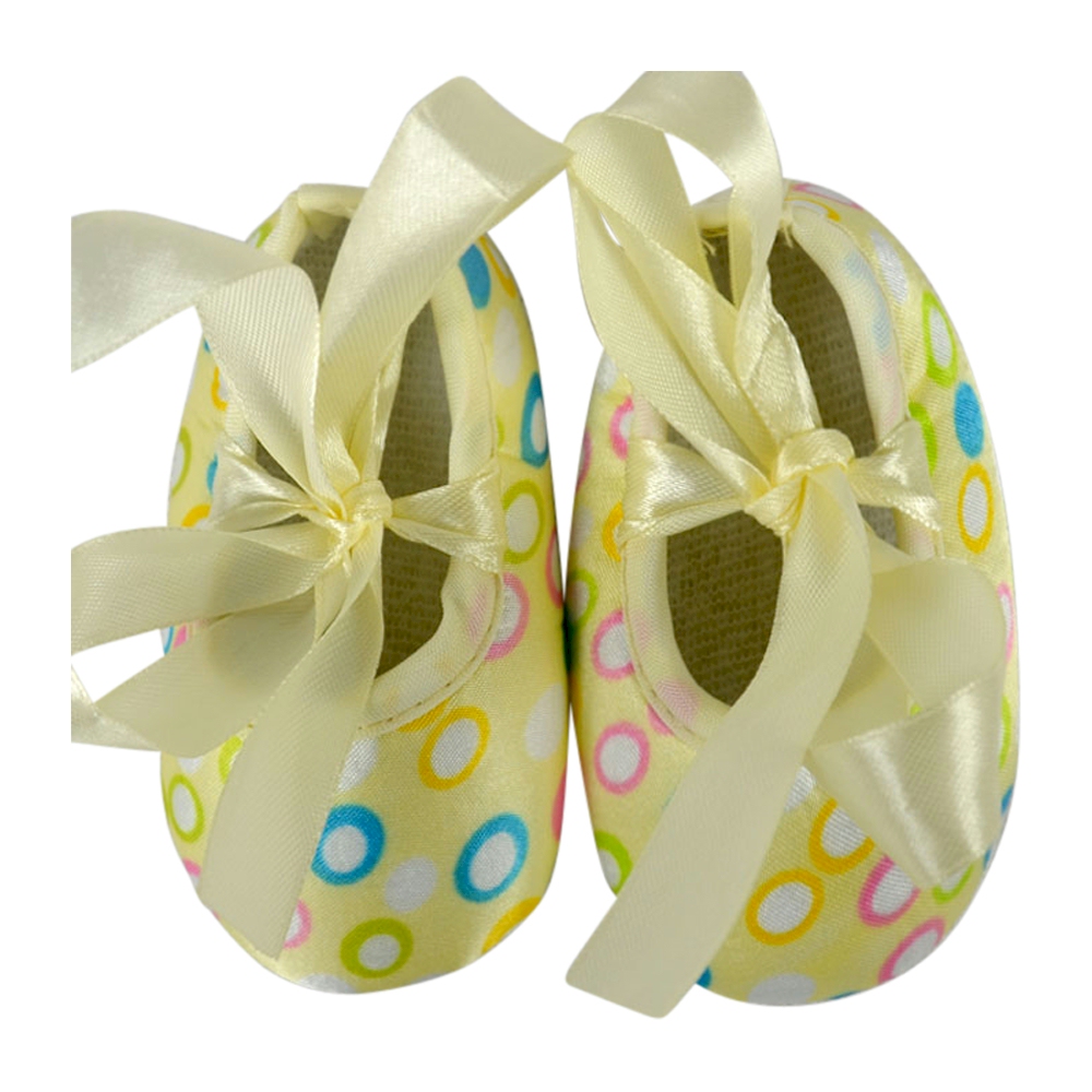 Confetti Dot Print Baby Crib Shoes - YELLOW BOW - CLOSEOUT