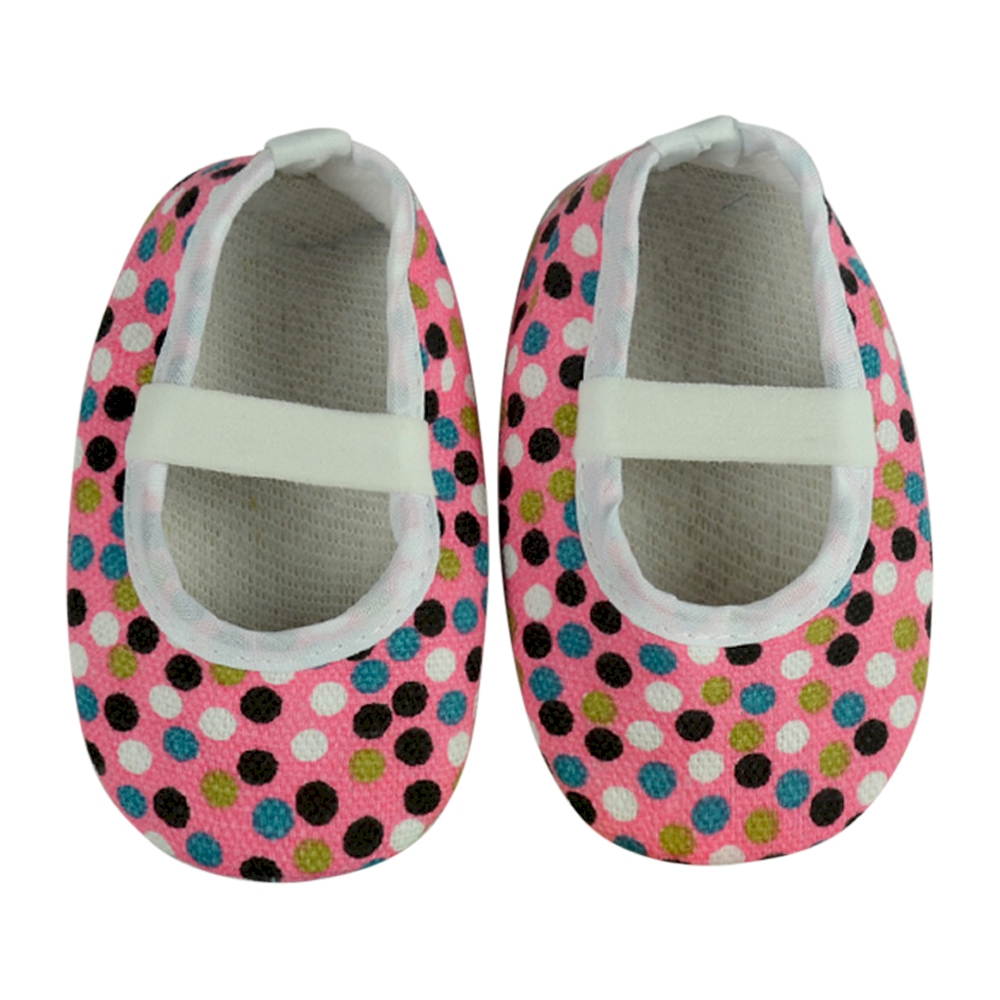 Multi-Dot Print Baby Crib Shoes - PINK - CLOSEOUT