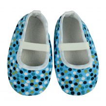 Multi-Dot Print Baby Crib Shoes - BLUE - CLOSEOUT