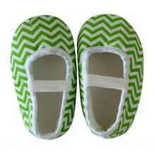 Chevron Print Baby Crib Shoes - GREEN - CLOSEOUT