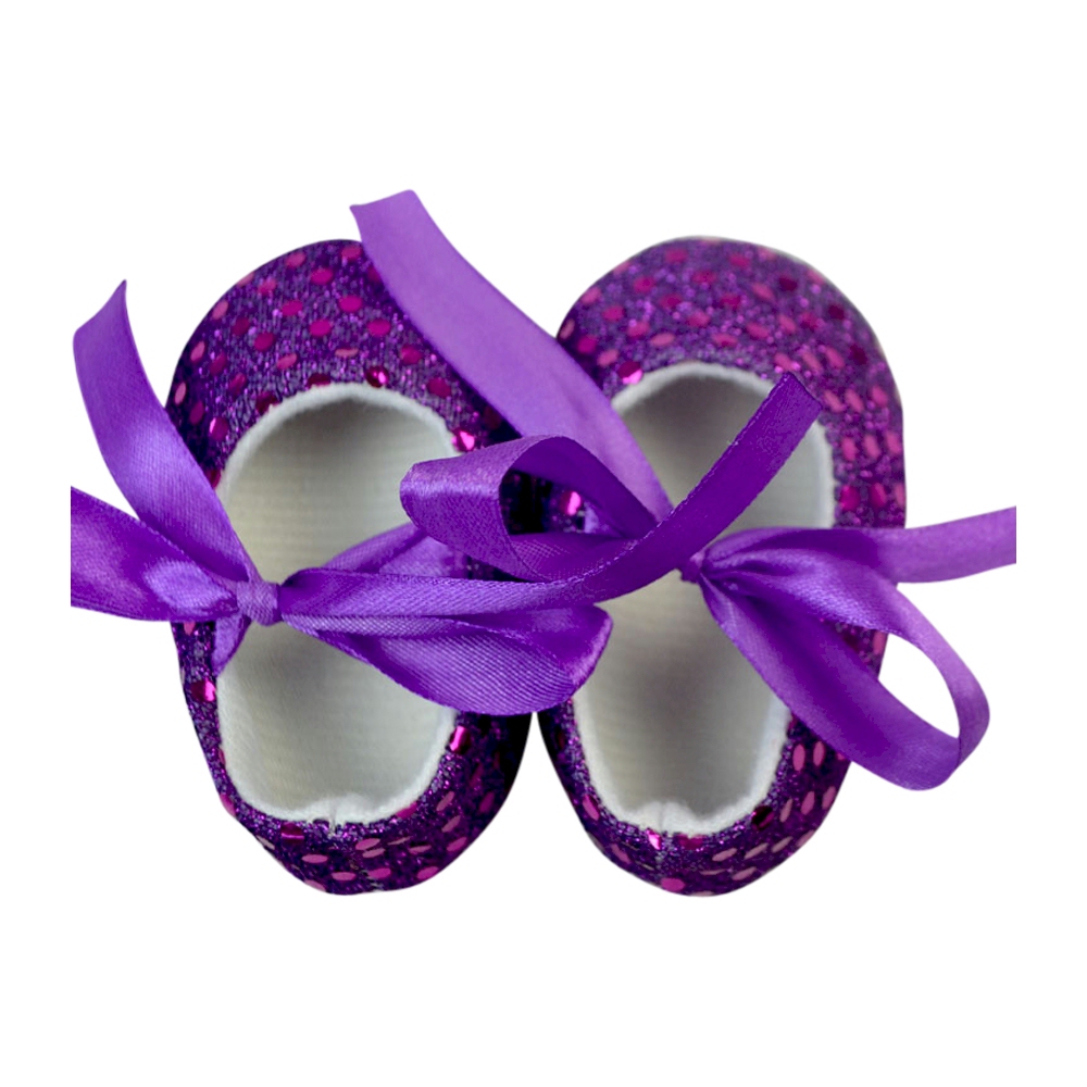 Shiny Sequin Baby Crib Shoes - PURPLE - CLOSEOUT