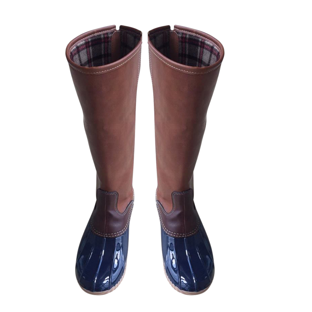 The Coral Palms® Tall Plaid-Lined Duck Boots - NAVY - CLOSEOUT