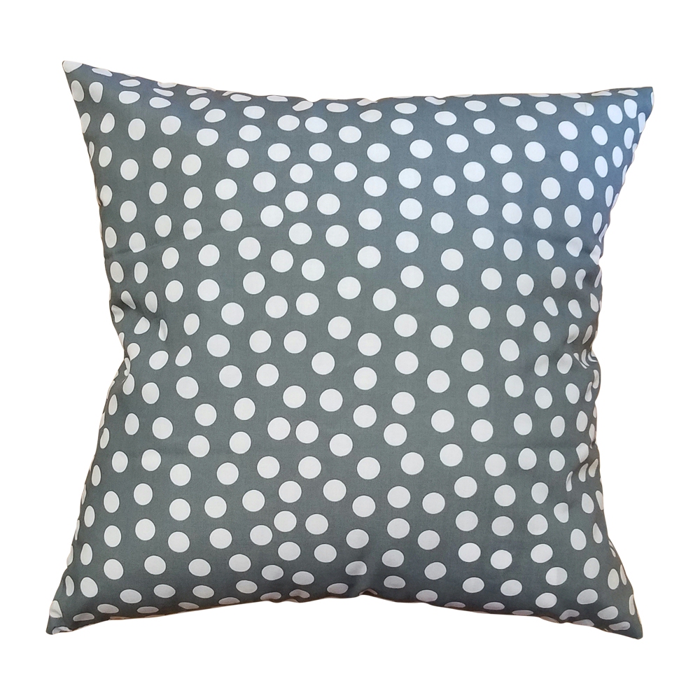 Throw Pillow Cover in Polka Dot Print - GRAY - CLOSEOUT