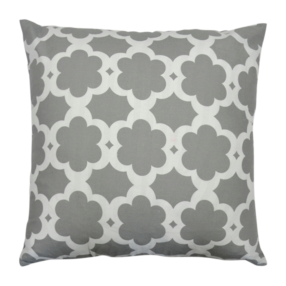 Throw Pillow Cover in Floral Pattern Print - GRAY - CLOSEOUT
