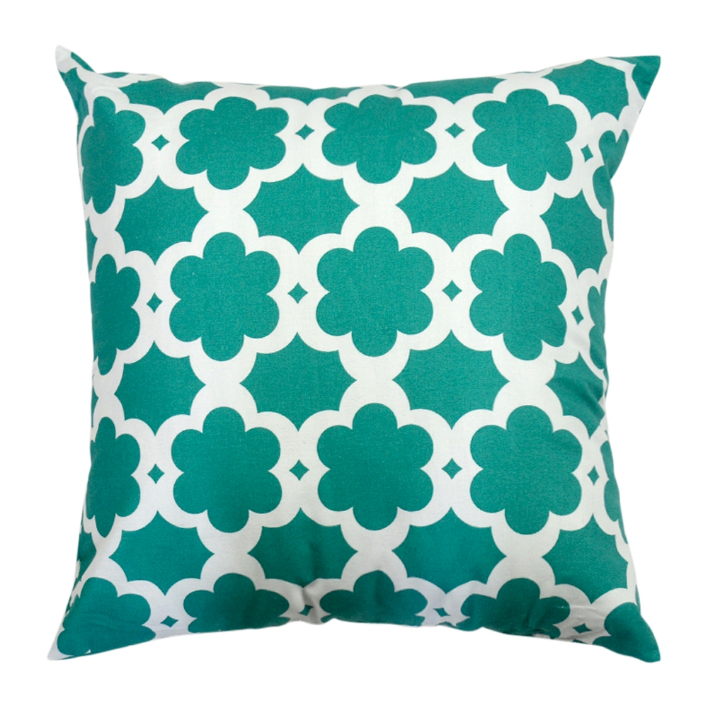 Throw Pillow Cover in Floral Pattern Print - TEAL - CLOSEOUT