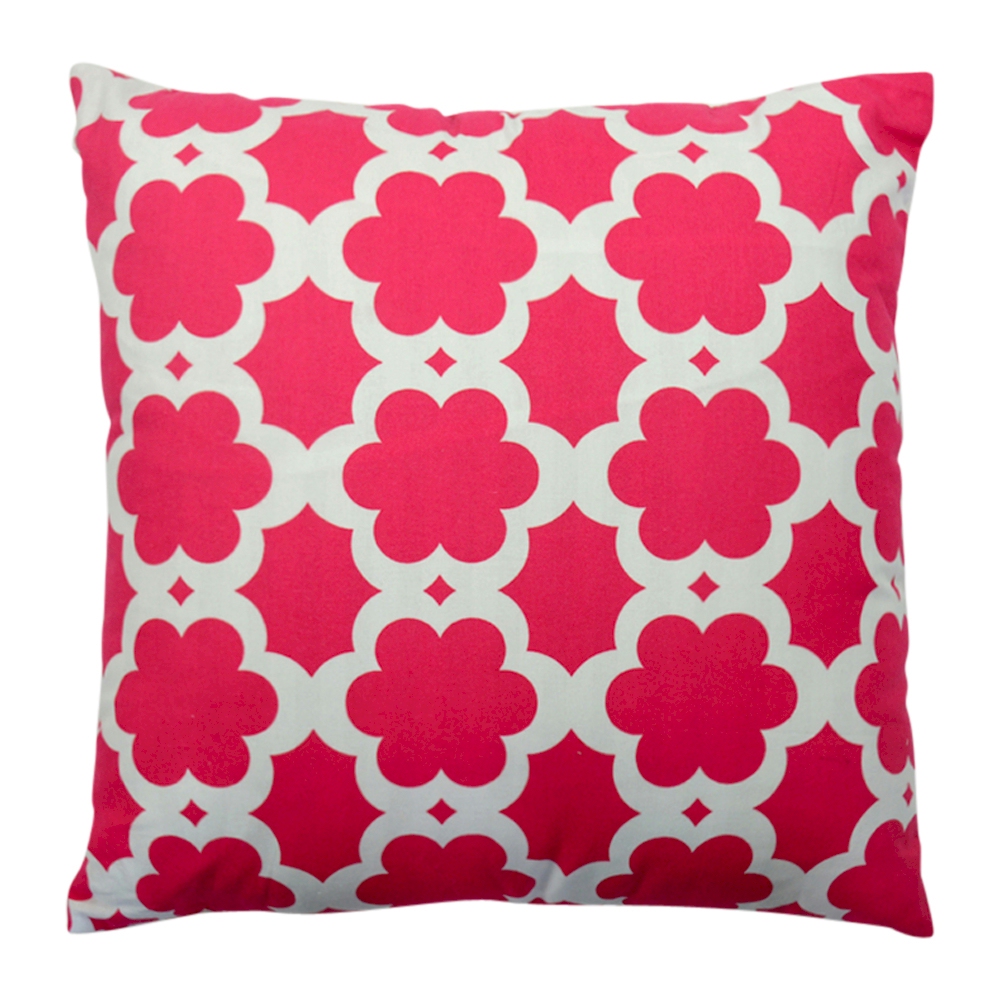 Throw Pillow Cover in Floral Pattern Print - HOT PINK - CLOSEOUT