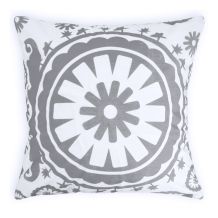 Throw Pillow Cover in Circular Fashion Print - GRAY - CLOSEOUT