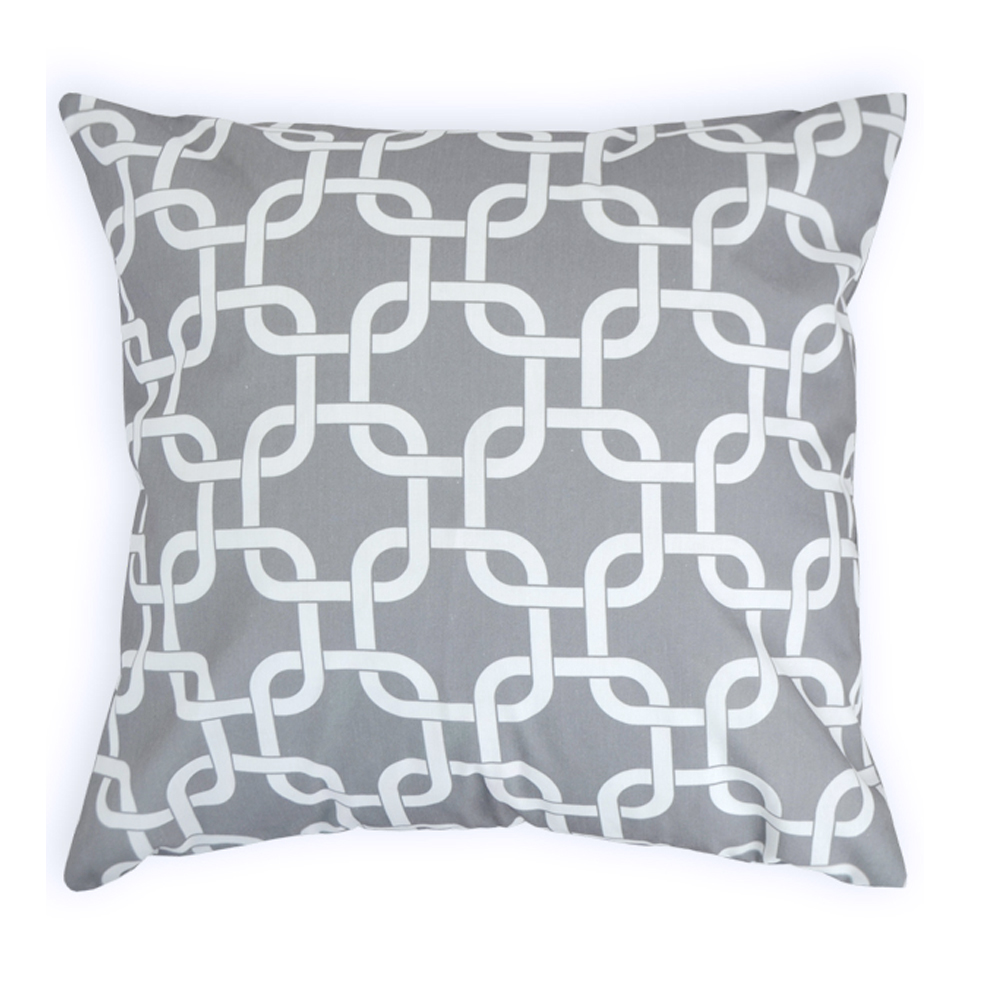 Throw Pillow Cover in Interlocking Shapes Print - GRAY - CLOSEOUT