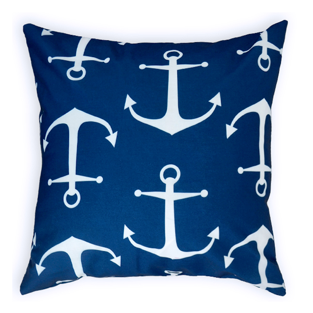 Throw Pillow Cover in Anchor Print - NAVY - CLOSEOUT
