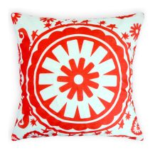 Throw Pillow Cover in Circular Fashion Print - RED - CLOSEOUT
