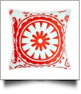 Throw Pillow Cover in Circular Fashion Print - RED - CLOSEOUT