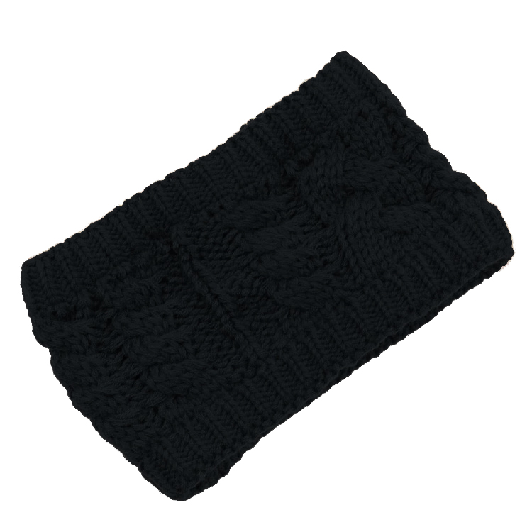 Blank Crochet Cable Knit Stretch Headband - BLACK