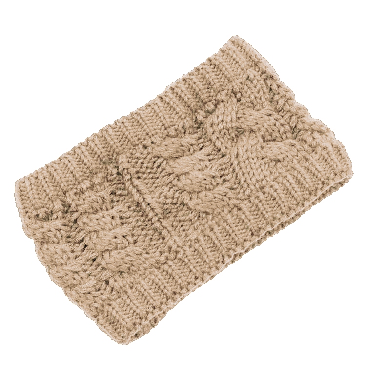 Blank Crochet Cable Knit Stretch Headband - OATMEAL