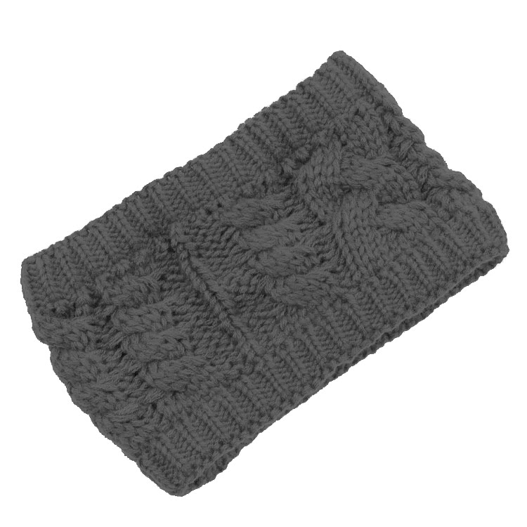 Blank Crochet Cable Knit Stretch Headband - DARK GRAY