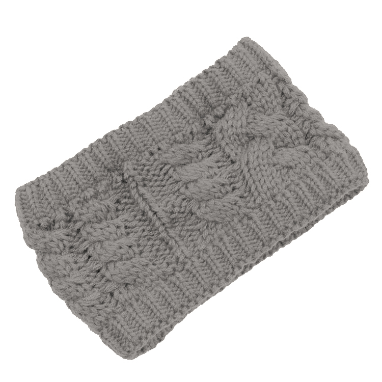 Blank Crochet Cable Knit Stretch Headband - LIGHT GRAY