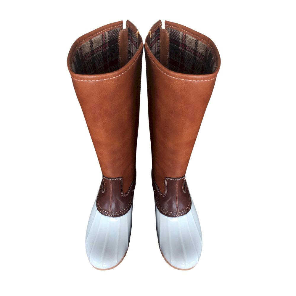 The Coral Palms® Tall Plaid-Lined Duck Boots - WHITE - CLOSEOUT