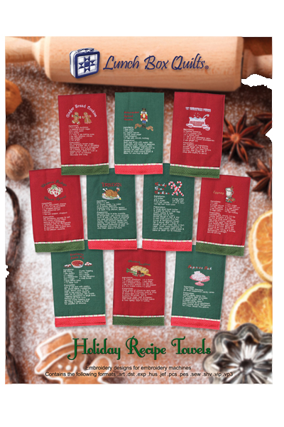 Holiday Recipe Towels Applique Embroidery Designs by Lunch Box Quilts