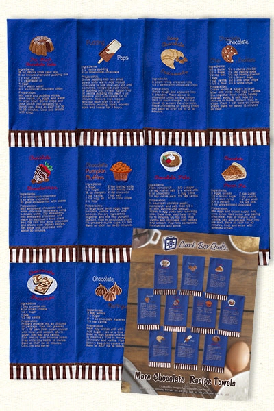 More Chocolate Recipe Towels Embroidery Designs by Lunch Box Quilt