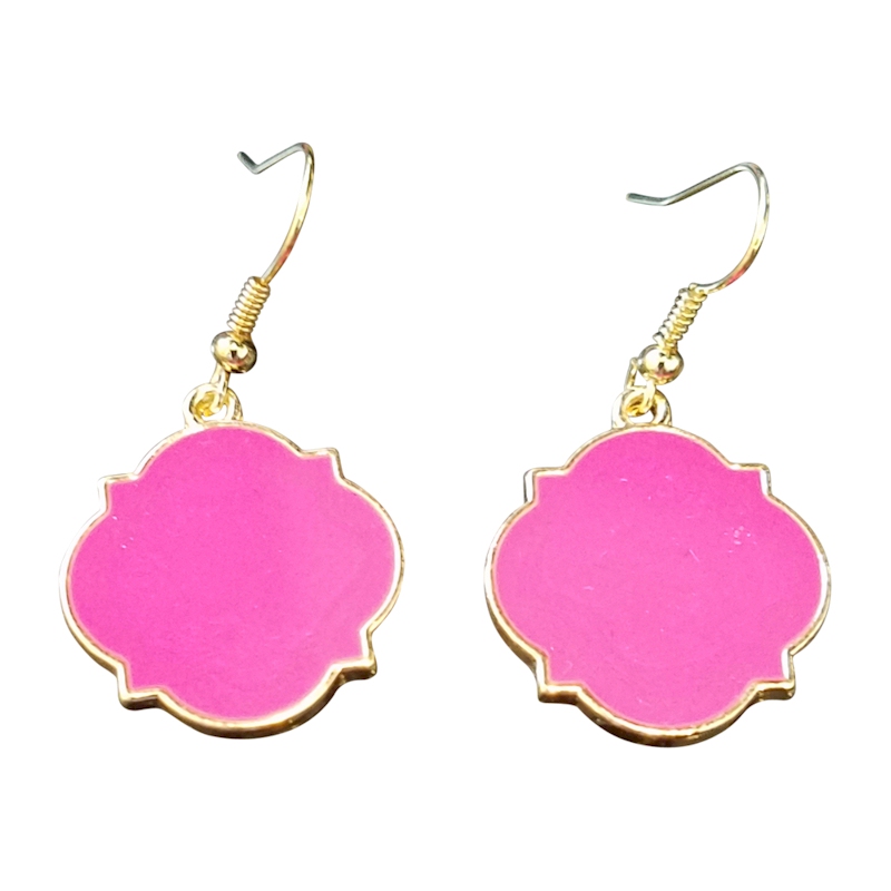 Gold-Tone Moroccan Earrings - HOT PINK