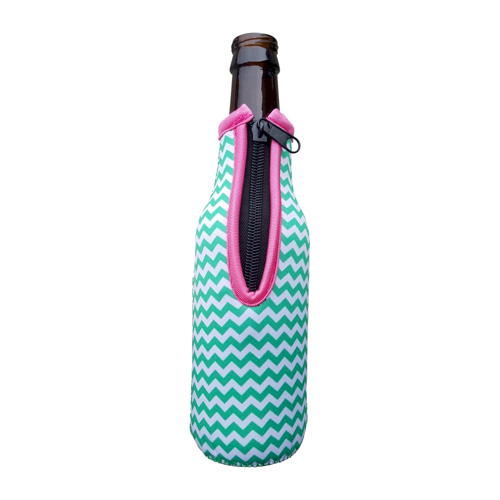 The Coral Palms® 12oz Long Neck Zipper Neoprene Bottle Coolie - CHEVRON - CLOSEOUT