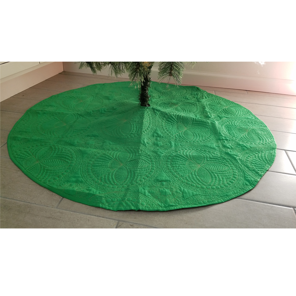 The Coral Palms® Quilted Heirloom Farmhouse Christmas Tree Skirt - GREEN - CLOSEOUT