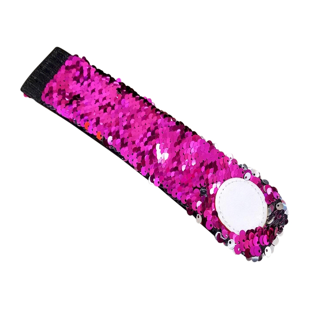 The Coral Palms® Mermaid Medallion Sequin Cuff Bracelet - HOT PINK/SILVER - CLOSEOUT