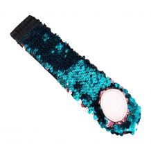 The Coral Palms� Mermaid Medallion Sequin Cuff Bracelet - AQUA/BLUSH - CLOSEOUT