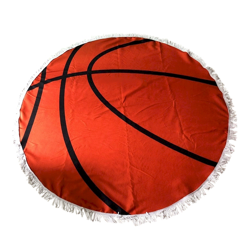 Sports Print 60" Round Fringed Beach Towel - BASKETBALL - CLOSEOUT