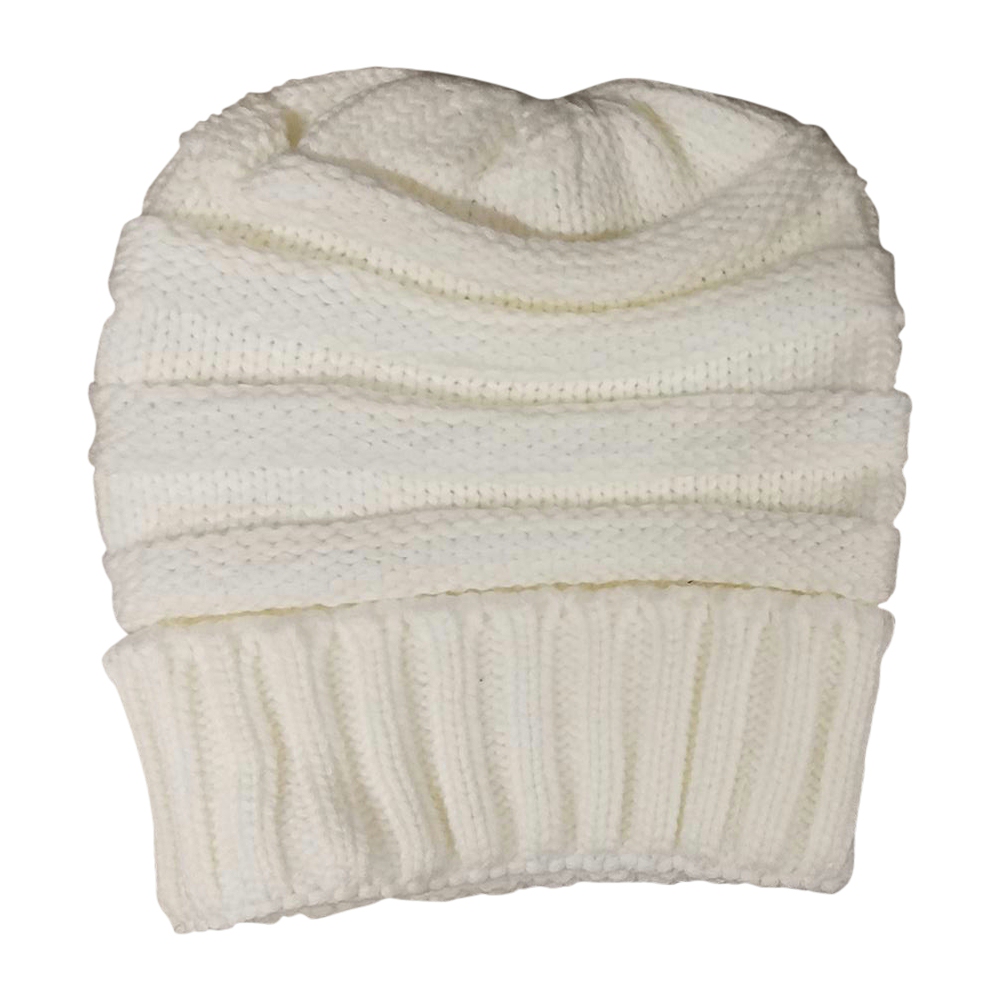 Designer-Look Slouchy Knit Cap Oversized Beanie - IVORY - CLOSEOUT