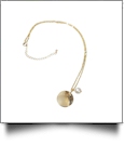 Gold-Tone Medallion with Pearl Accent and Chain