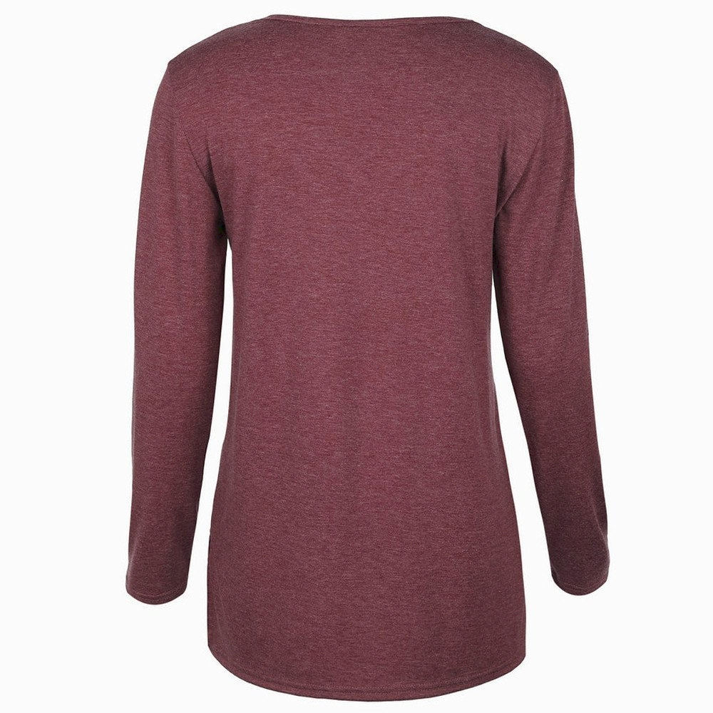 Casual Long Sleeve Cross Neck V-Neck Shirt - CRANBERRY - CLOSEOUT