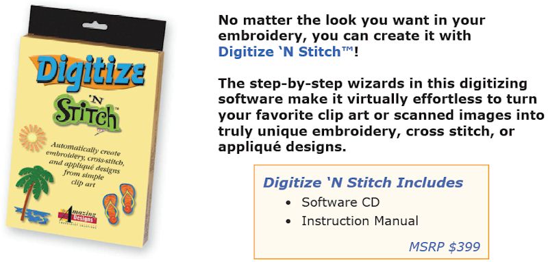 Digitize N Stitch Embroidery Software from Amazing Designs AD-DNS