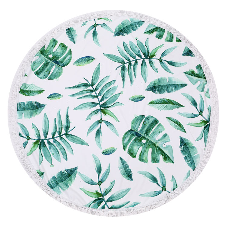 Leave Me In The Tropics Print 60" Round Fringed Beach Towel - CLOSEOUT