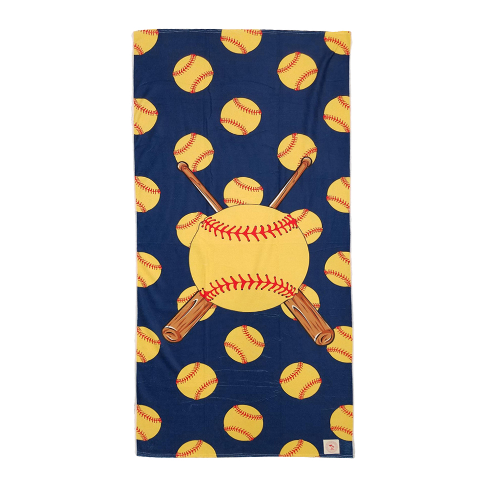 The Coral Palms® Softball Print Hemmed Beach Towel - CLOSEOUT