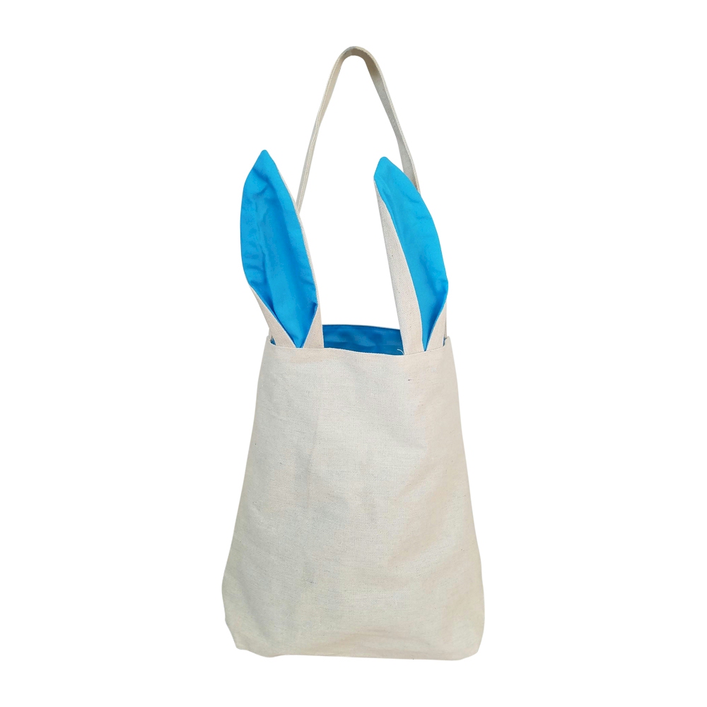 Canvas Bunny Ear Easter Tote - TURQUOISE - CLOSEOUT