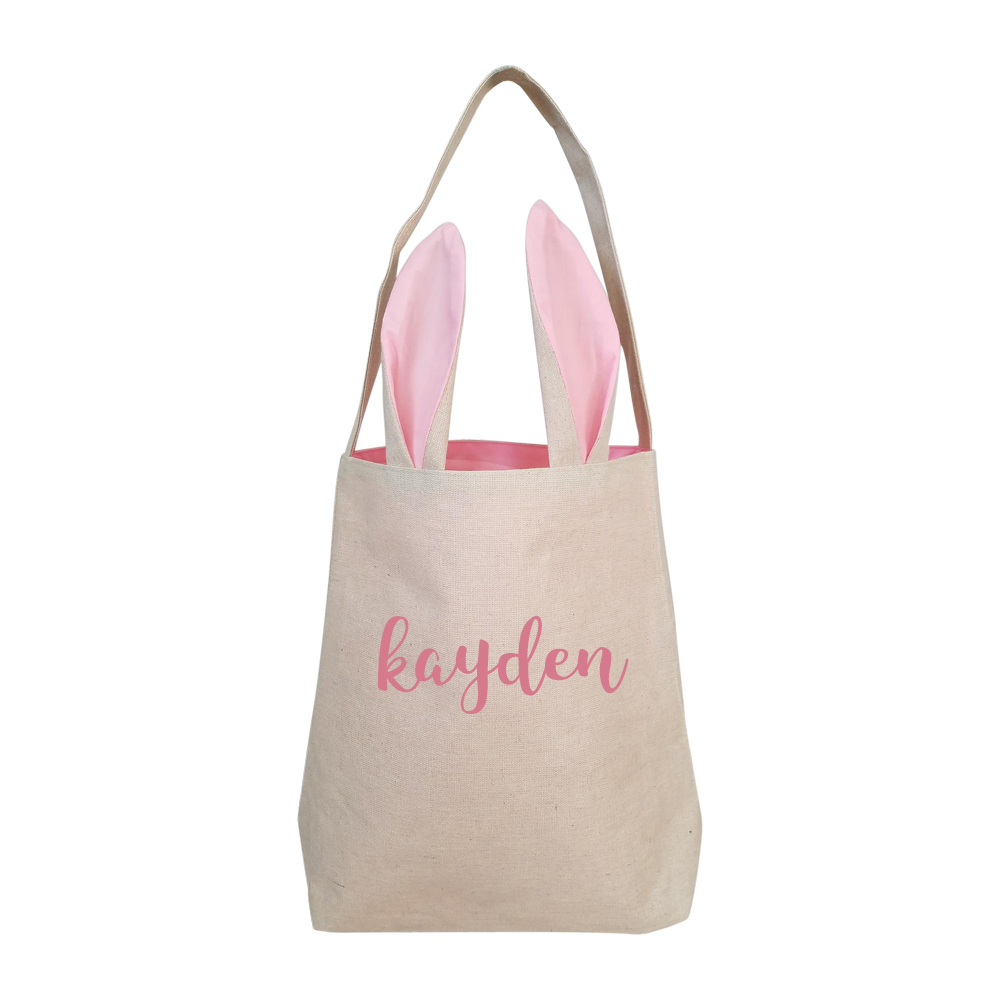 Canvas Bunny Ear Easter Tote - PINK - CLOSEOUT