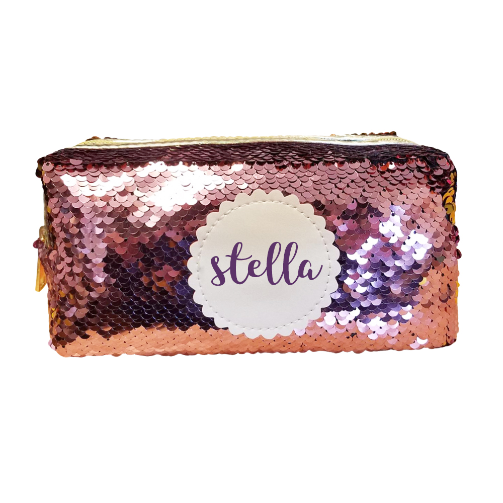 The Coral Palms® Mermaid Medallion Cosmetic Bag/Pencil Case - BLUSH/GOLD - CLOSEOUT