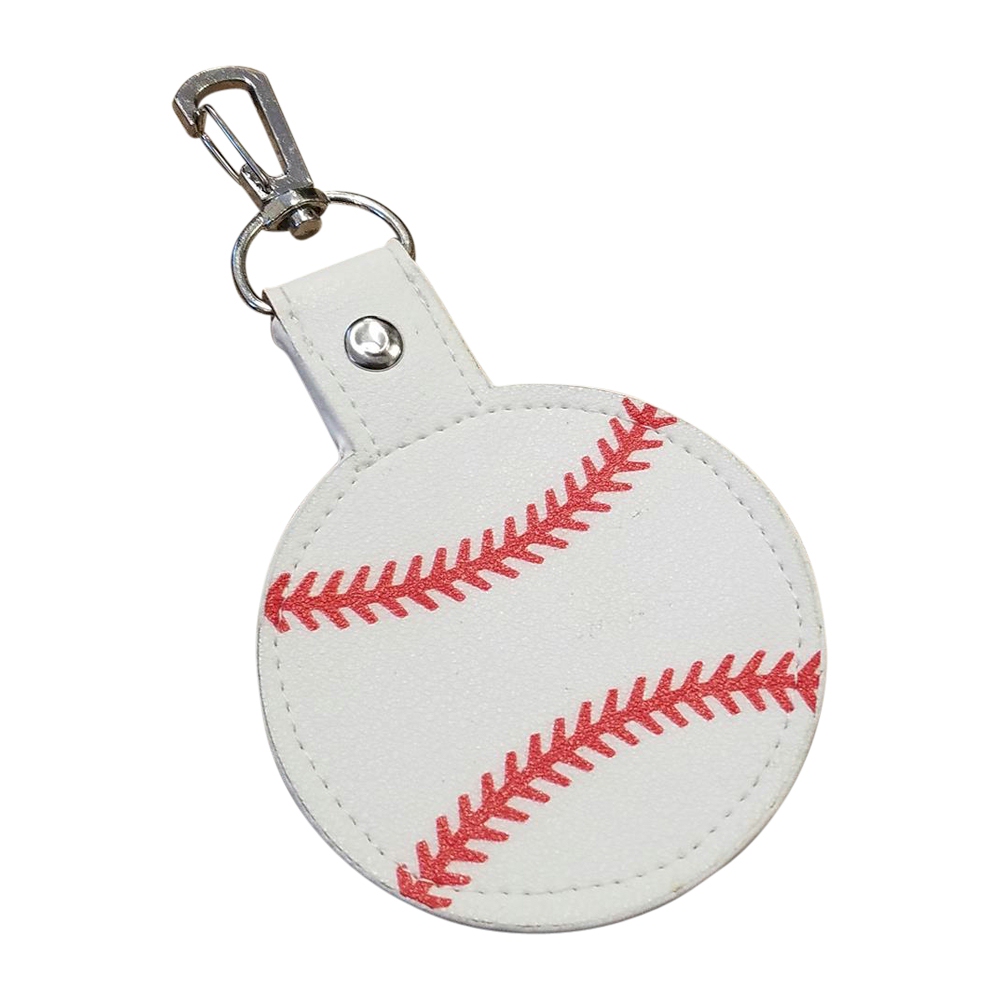 Faux Leather Baseball Key Chain with Clasp - CLOSEOUT
