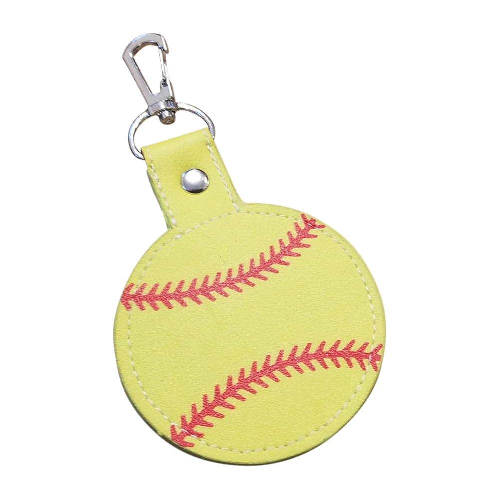 Faux Leather Softball Key Chain with Clasp - CLOSEOUT