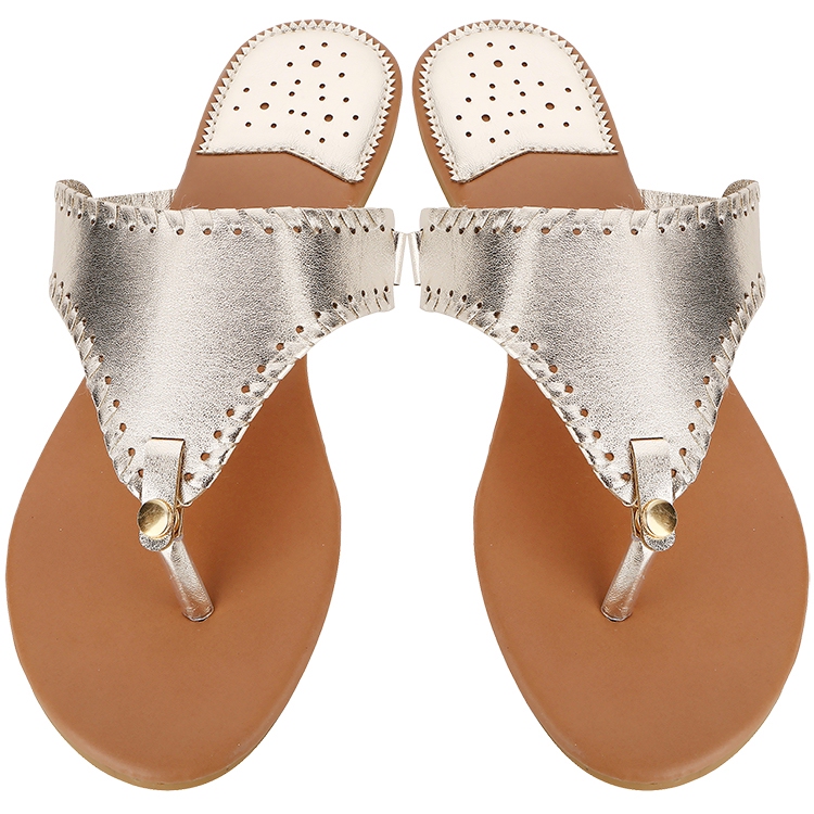 The Coral Palms® EasyStitch Celia T-Strap Sandal - CHAMPAGNE GOLD - CLOSEOUT