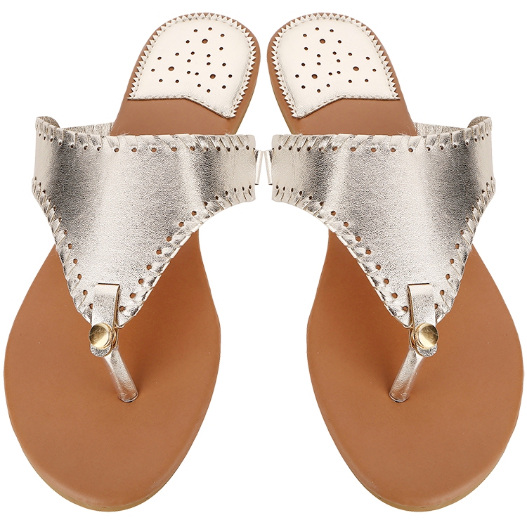 The Coral Palms® EasyStitch Celia T-Strap Sandal - CHAMPAGNE GOLD - CLOSEOUT