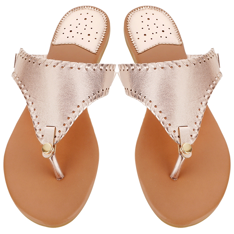 The Coral Palms® EasyStitch Celia T-Strap Sandal - ROSE GOLD - CLOSEOUT