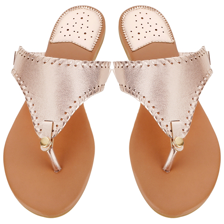 The Coral Palms® EasyStitch Celia T-Strap Sandal - ROSE GOLD - CLOSEOUT