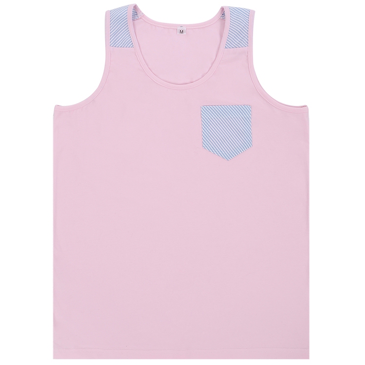 Seersucker Pocket Tank Top - PINK - CLOSEOUT