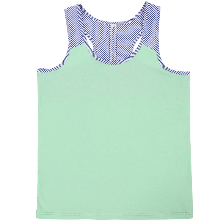 Seersucker Accent Racer Back Tank Top - MINT - CLOSEOUT