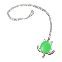 Silver-Tone Sea Turtle Medallion with Chain - LIME - CLOSEOUT