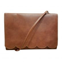 The Coral Palms� Skylar Scalloped Crossbody Convertible Clutch Purse - SADDLE BROWN - CLOSEOUT